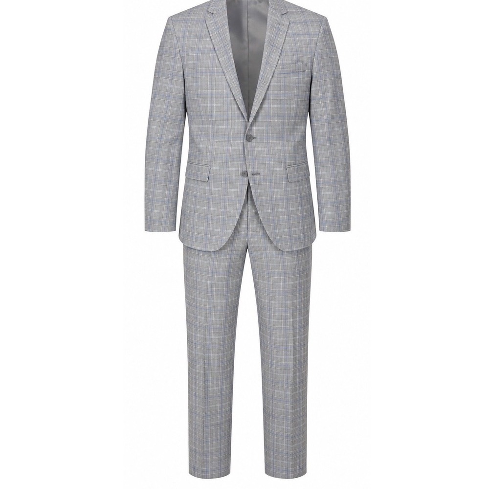 Primark Mens XS Grey Plaid Bomber Jacket and Trousers 2 Piece Set Suit